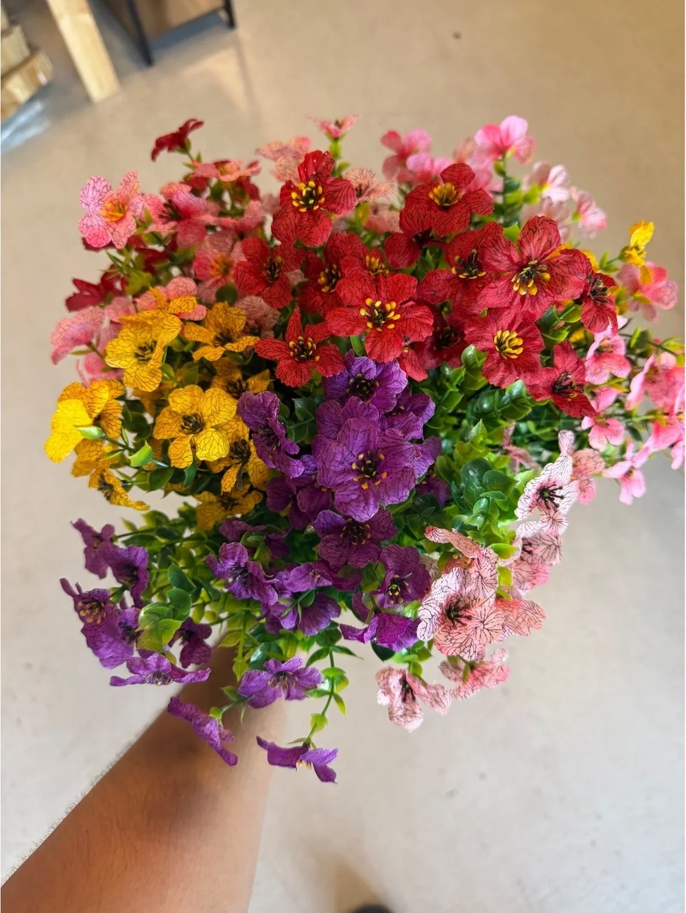 3 pack of 6 bundles of colorful artificial flowers